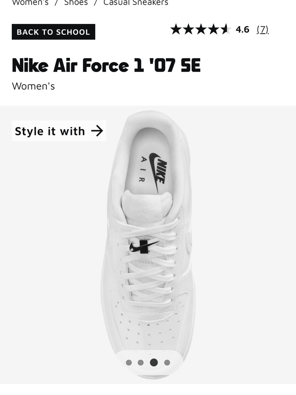 Nike Women's Air Force 1 White Sneakers Size 8 - barely worn, in box